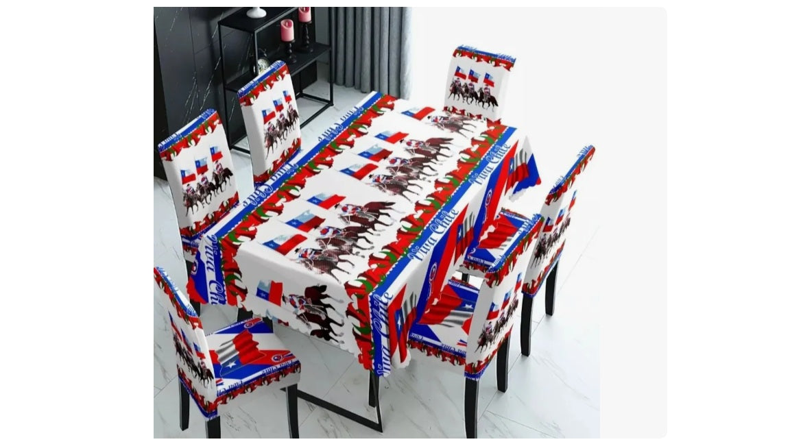 Funda De Silla Con Mantel Fiestas Patrias, Septiembre Chile