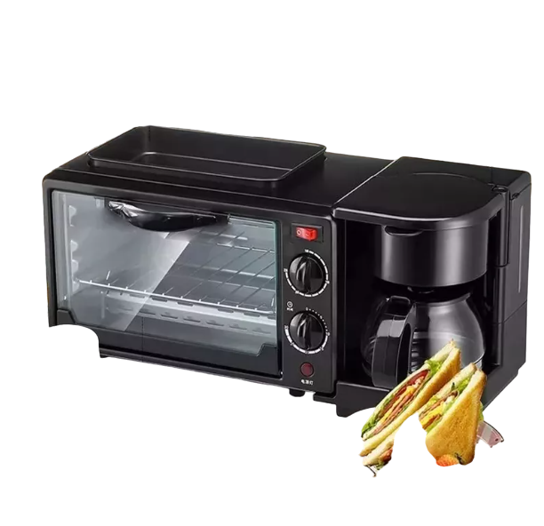 Máquina Para Desayunos 3 En 1: Horno, Sartén, Cafetera