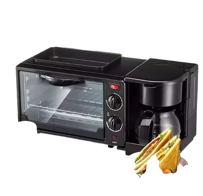 Máquina Para Desayunos 3 En 1: Horno, Sartén, Cafetera