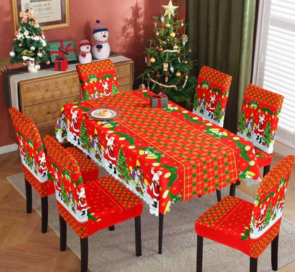 Pack 6 fundas de silla + mantel NAVIDAD 150X220 Cm